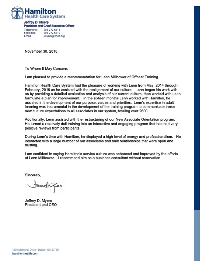 Disney Inspired Consulting HHCS Recommendation Letter